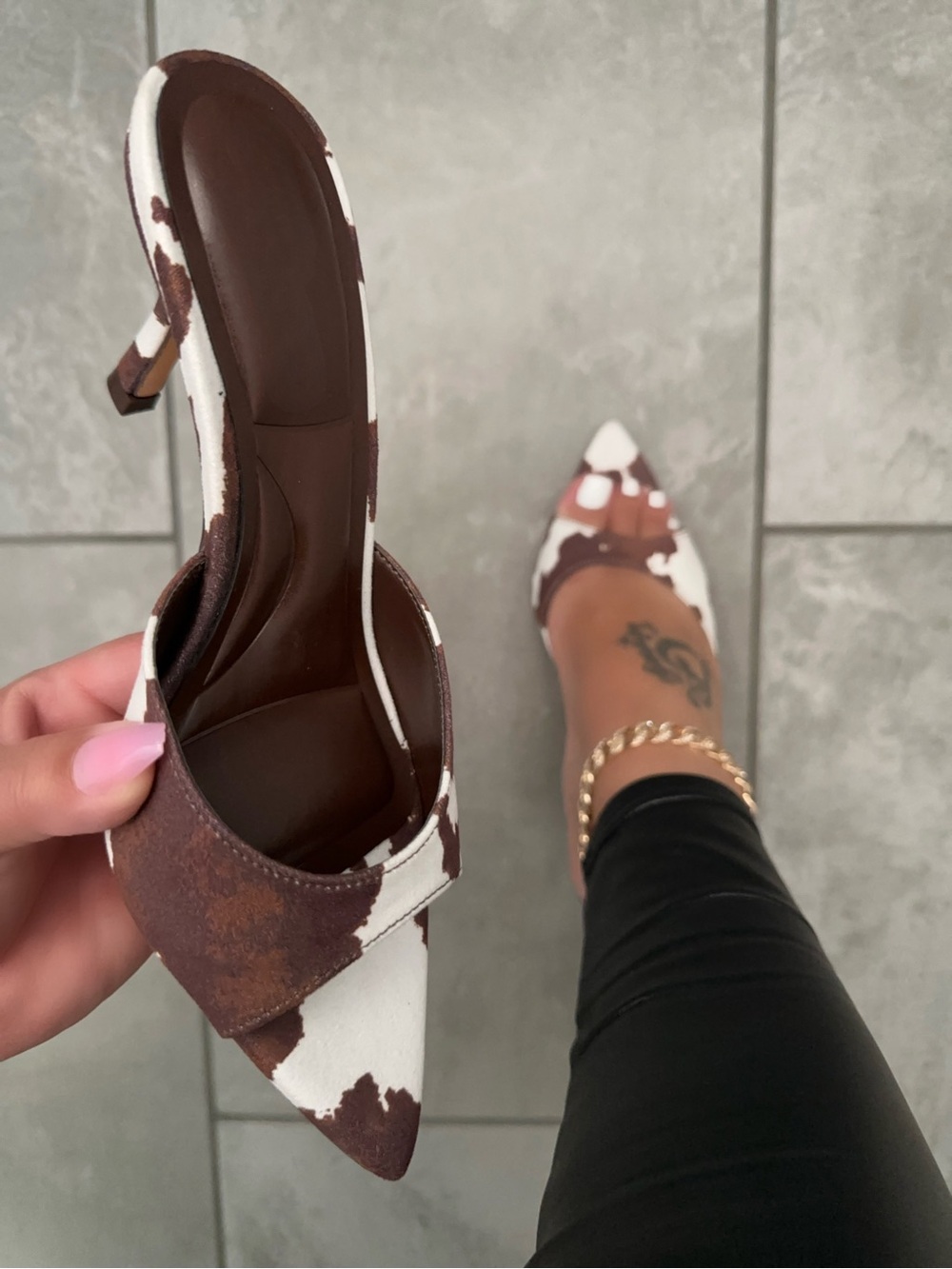 🤎 NEW! Cow Print Kitten Heel Mules | Western Pointed Toe Slip-On Heels